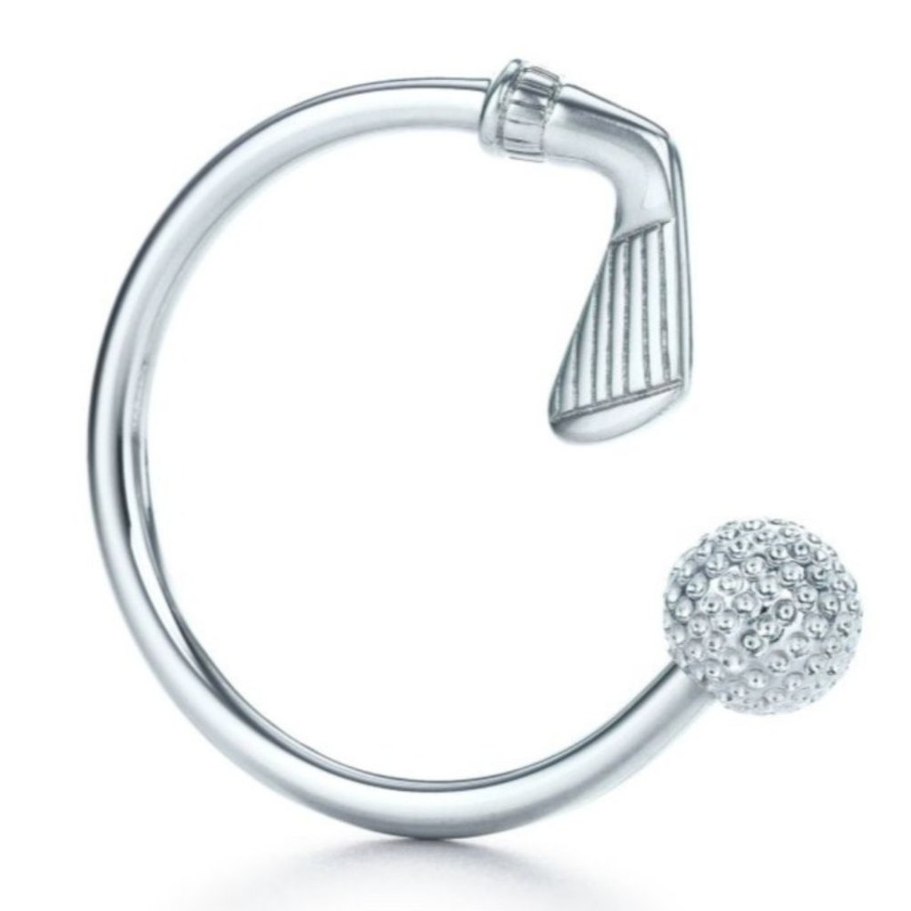 Tiffany & Co. Golf Keyring Golf Ball and Club Keychain in Sterling Silver 35mm - Picture 1 of 9